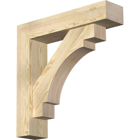 Ekena Millwork Merced Block Rough Sawn Bracket w/ Offset Brace, Douglas Fir, 6"W x 26"D x 26"H BKT0604X26X26MRC05RDF
